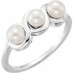 Three-Stone Pearl Ring