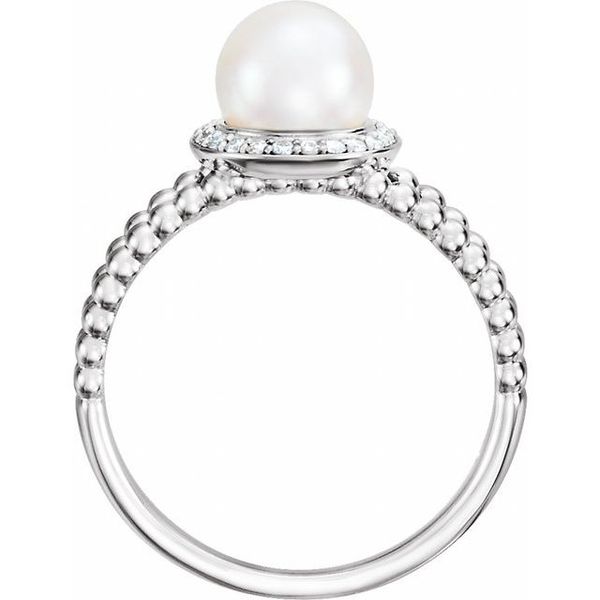 Beaded Halo-Style Pearl Ring - Image 2