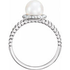 Beaded Halo-Style Pearl Ring - Image 2