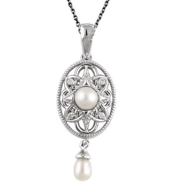 Pearl Granulated Filigree Necklace