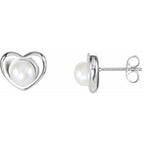 Pearl Heart Earrings
