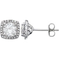Round 4-Prong Halo-Style Birthstone Stud Earrings
