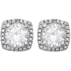 Round 4-Prong Halo-Style Birthstone Stud Earrings - Image 2