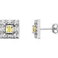 Square 4-Prong Accented Earrings