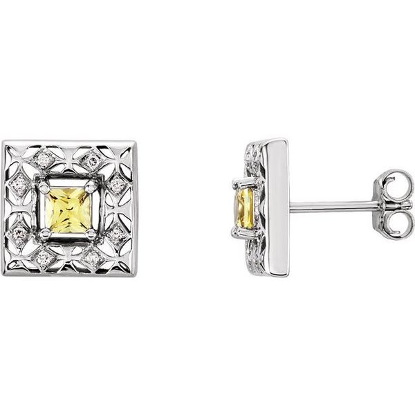 Square 4-Prong Accented Earrings