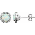 Round 4-Prong Halo-Style Birthstone Earrings