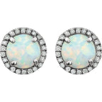 Round 4-Prong Halo-Style Birthstone Earrings - Image 2
