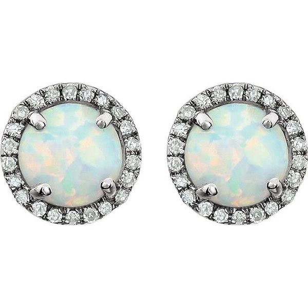 Round 4-Prong Halo-Style Birthstone Earrings - Image 2