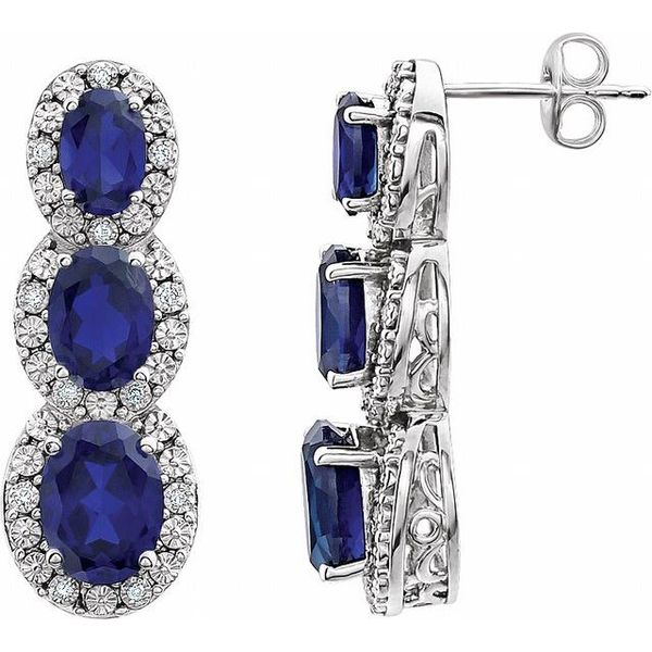 Three-Stone Halo-Style Earrings