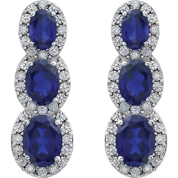 Three-Stone Halo-Style Earrings - Image 2