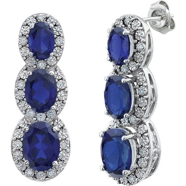 Three-Stone Halo-Style Earrings - Image 3