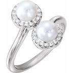 Two-Stone Halo-Style Pearl Ring
