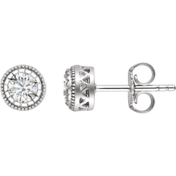 Milgrain Bezel-Set Birthstone Stud Earrings