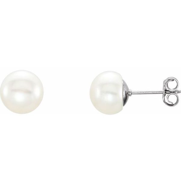 Button Pearl Stud Earrings