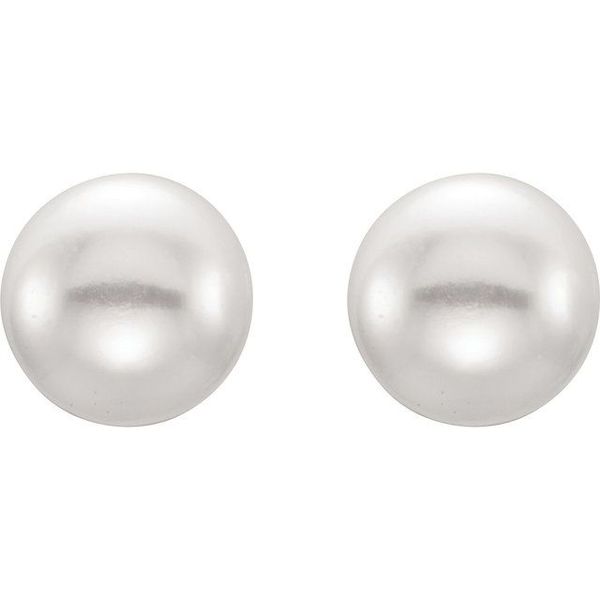 Button Pearl Stud Earrings - Image 2