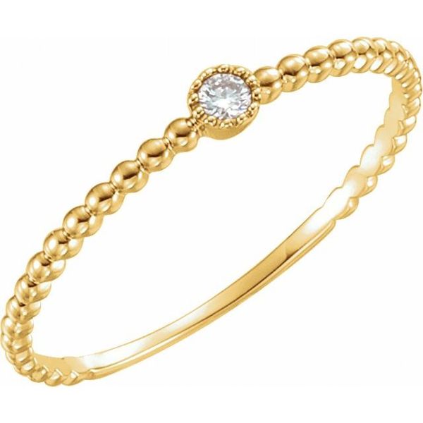 Beaded Bezel-Set Solitaire Ring
