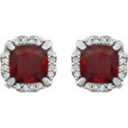 Cushion 4-Prong Halo-Style Birthstone Earrings - Image 2
