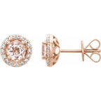 Round 4-Prong Halo-Style Earrings