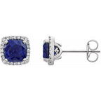Round 4-Prong Halo-Style Earrings