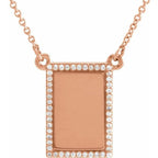 Engravable Accented Rectangle Necklace