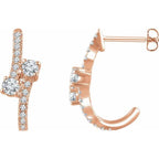 Two-Stone J-Hoop Earrings