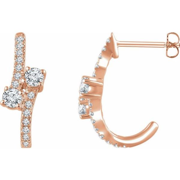 Two-Stone J-Hoop Earrings