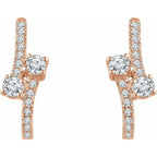 Two-Stone J-Hoop Earrings - Image 2