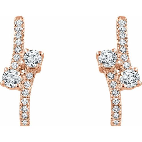 Two-Stone J-Hoop Earrings - Image 2