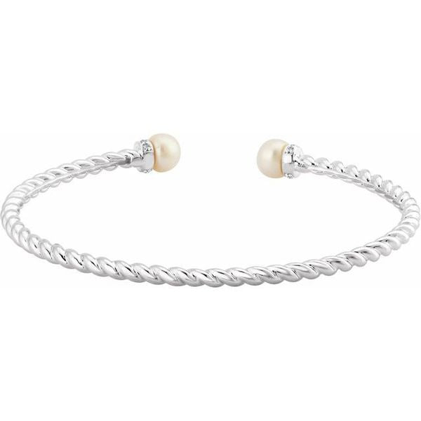 Accented Pearl Rope Cuff Bracelet - Image 2