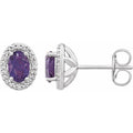 Oval 4-Prong Halo-Style Earrings