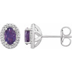 Oval 4-Prong Halo-Style Earrings