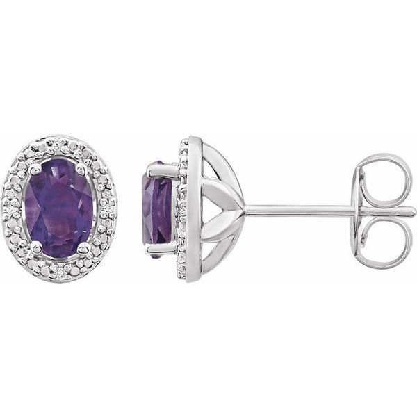 Oval 4-Prong Halo-Style Earrings