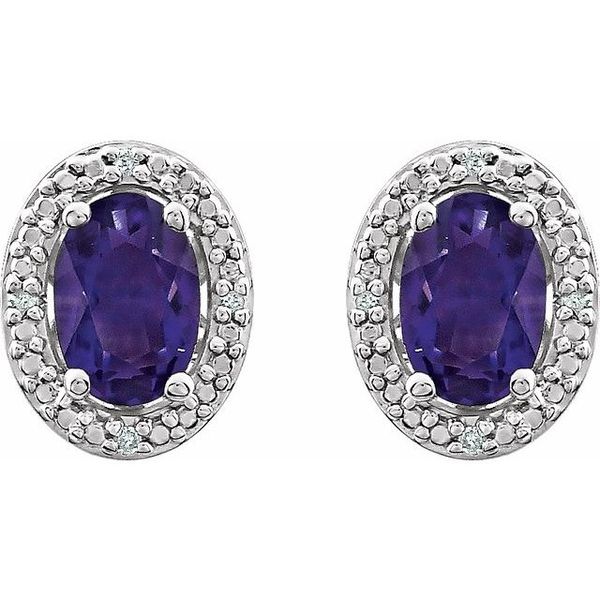 Oval 4-Prong Halo-Style Earrings - Image 2