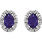 Oval 4-Prong Halo-Style Earrings - Image 2