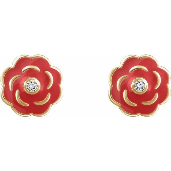 Youth Enamel Flower Earrings - Image 2