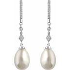 Accented Pearl Hoop Earrings - Image 2