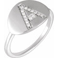 Accented Initial Signet Ring