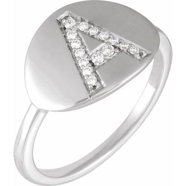 Accented Initial Signet Ring