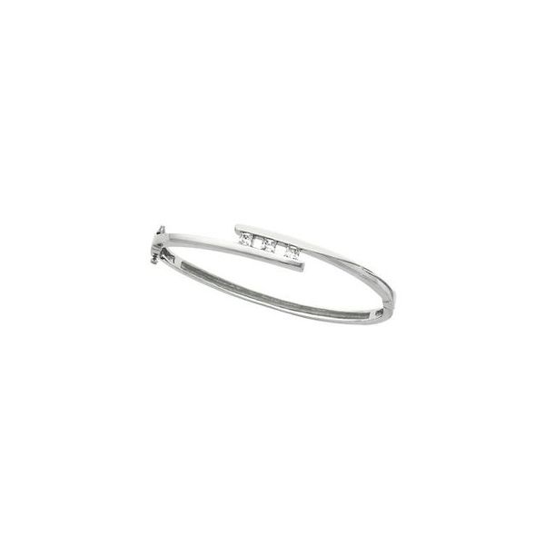Three-Stone Hinged Bangle Bracelet - Image 3
