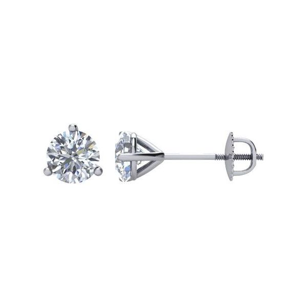 Round 3-Prong Cocktail-Style Stud Earrings