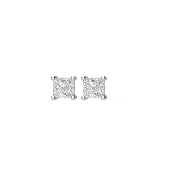 Square 4-Prong Stud Earrings - Image 2