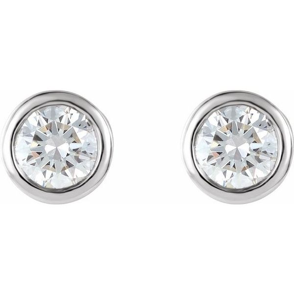 Round Bezel-Set Stud Earrings - Image 2