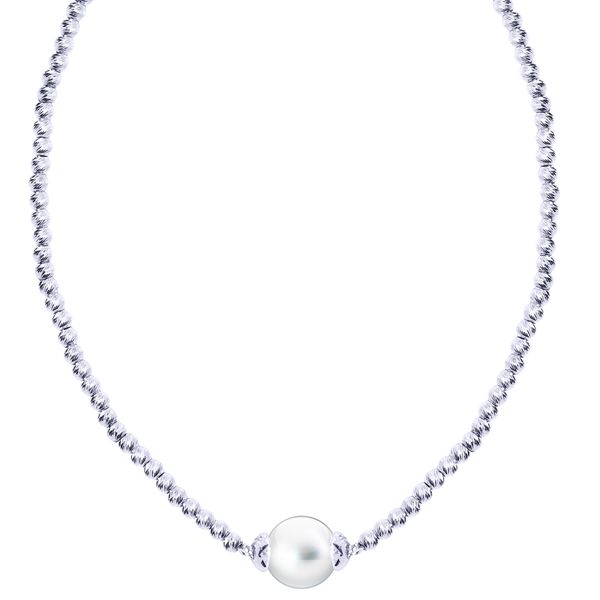 Sterling Silver Brilliance Bead Freshwater Pearl Solitaire Necklace