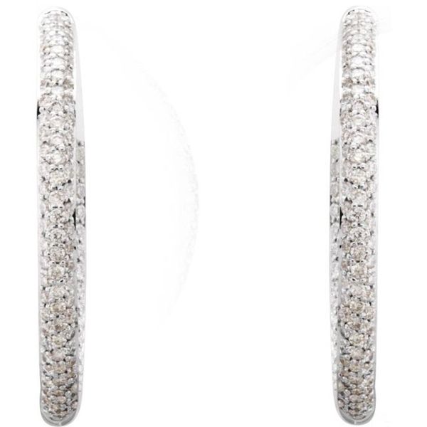 Pavé-Style Inside-Outside Hinged Hoop Earrings - Image 2