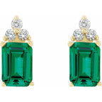 Emerald 4-Prong Accented Earrings - Image 2
