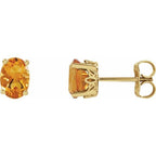 Oval 4-Prong Stud Earrings