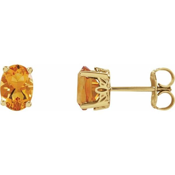 Oval 4-Prong Stud Earrings