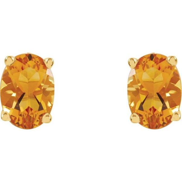 Oval 4-Prong Stud Earrings - Image 2