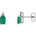 Emerald 4-Prong Accented Stud Earrings
