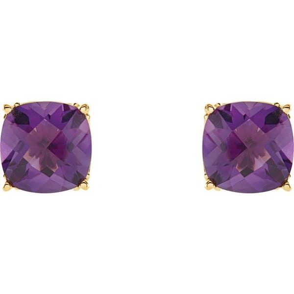 Square 4-Prong Stud Earrings - Image 2